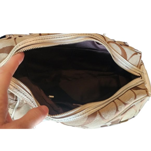 COACH MONOGRAM SIGNATURE GALLERY POCKET TOTE SATCHEL WITH MATCHING WALLET - Picture 8 of 8